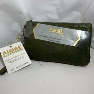 Aimee Kestenberg Wristlet. Fatigue Green. 6 Inside Slip Pockets. (750)